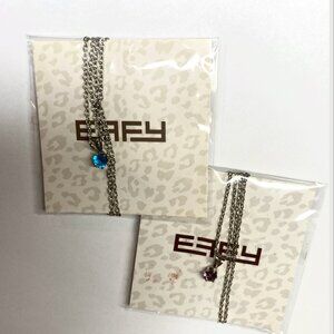 (2) EFFY Necklaces Blue Color Pendant + Amethyst Purple Souvenir Silver Chain